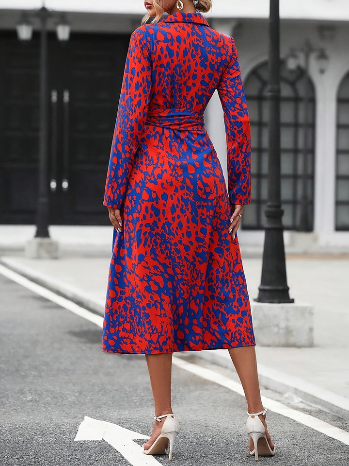 Levoire | Élégante Robe À Boutons À Manches Longues Avec Impression Intégrale