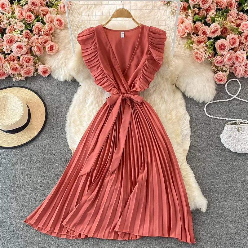Levoire | Robe plissée à décolleté en V Melonikameleontti Une taille