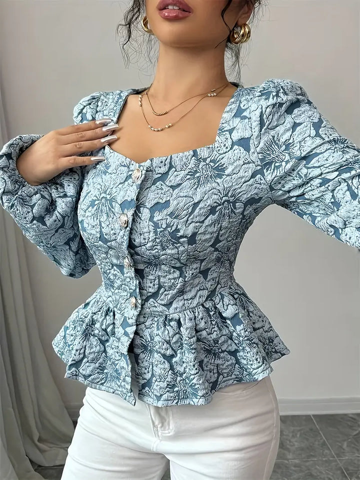 Levoire | Blouse Élégante Avec Motif Floral Et Manches Bouffantes