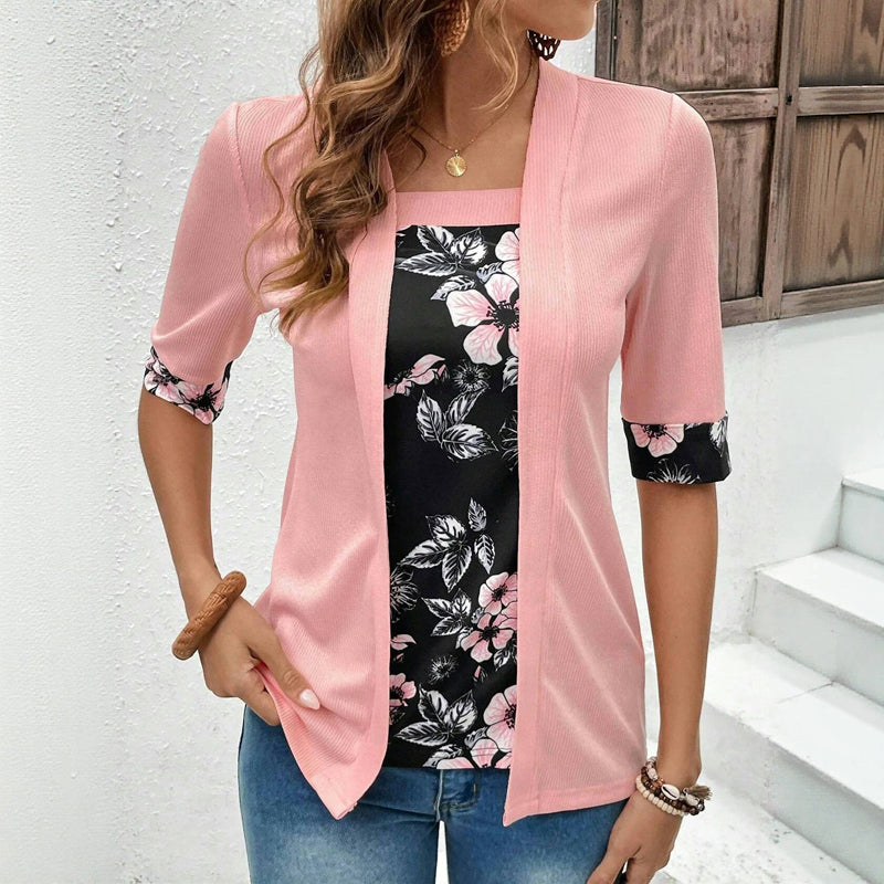 Levoire | Blouse Patchwork Avec Imprimé Floral Rose
