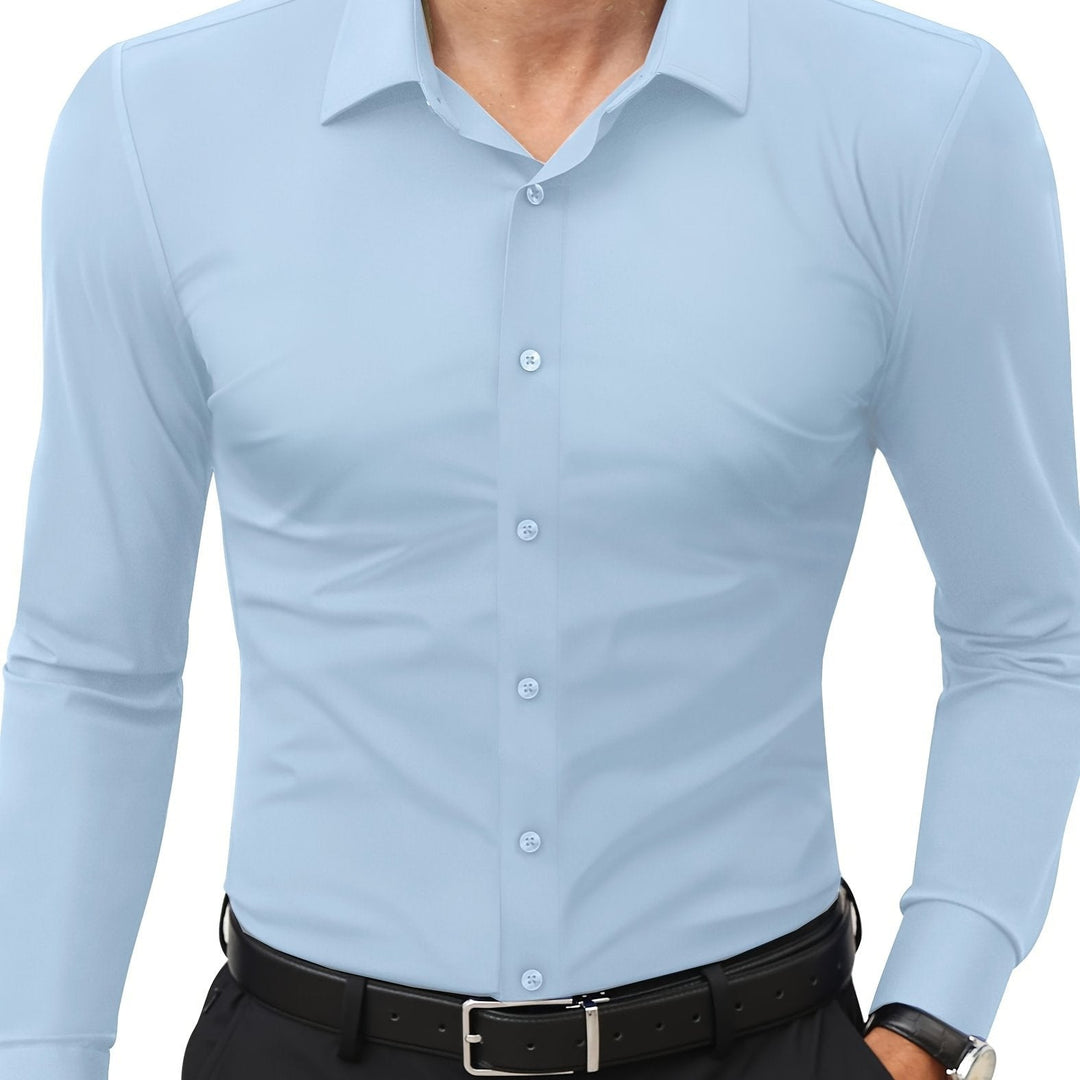 Levoire | Slim Fit Stretch Chemise Homme Boutonnée Bleu clair