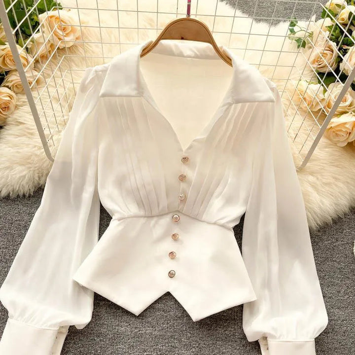 Levoire | Blouse à manches longues avec décolleté en V Blanc