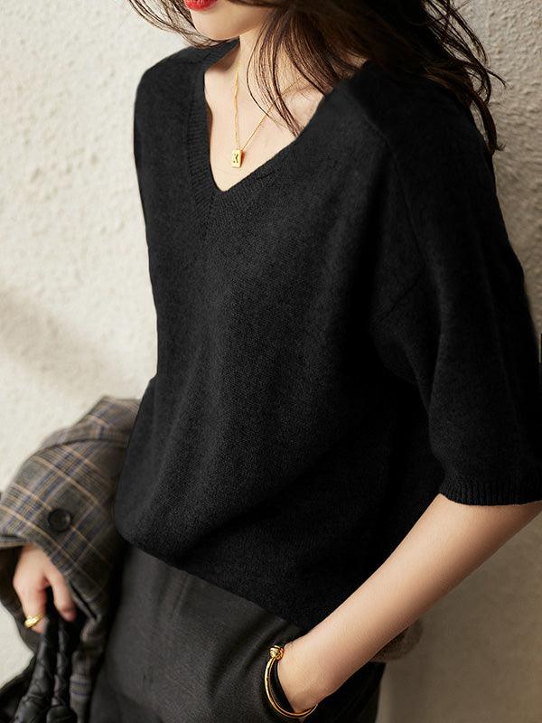 Levoire | Pull En Maille Avec Sensation Cachemire Et Décolleté En V Noir