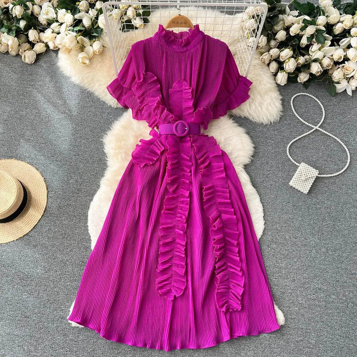 Levoire | Robe maxi à manches longues avec des volants plissés