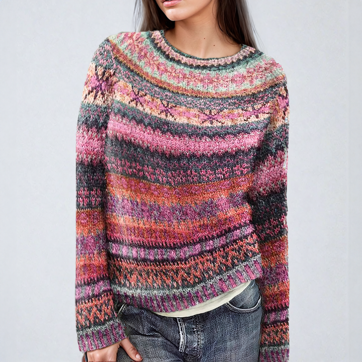 Levoire | Classique Fair Isle Pull En Tricot Rose corail