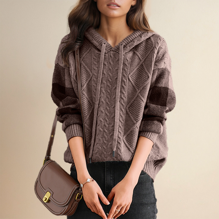 Levoire | PULL À CAPUCHE EN JACQUARD COUTURE Frêne Brun