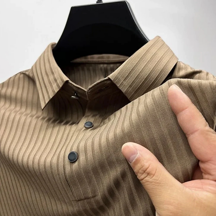 Levoire | Chemise en soie avec bouton élégant Chêne Brun