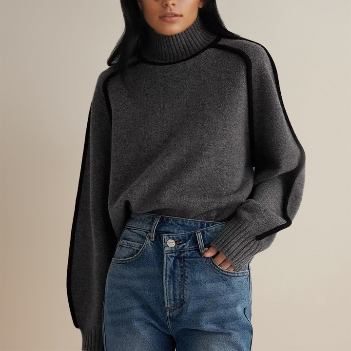 Levoire | CACHEMIRE COUTURE COL HAUT Gris platine