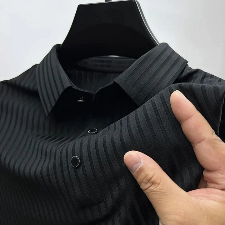 Levoire | Chemise en soie avec bouton élégant Corvinô Schwarz