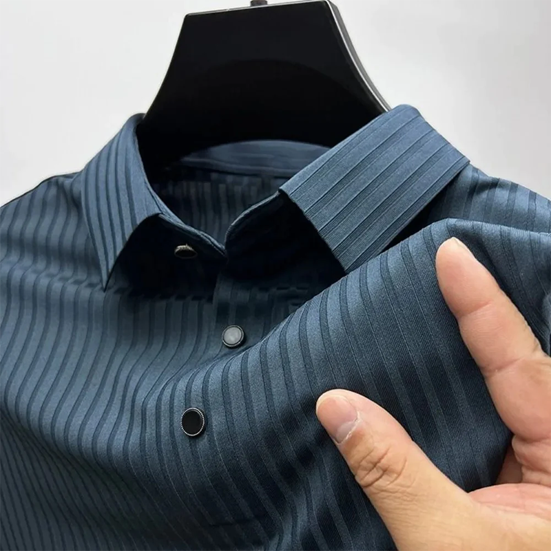 Levoire | Chemise en soie avec bouton élégant Bleu royal