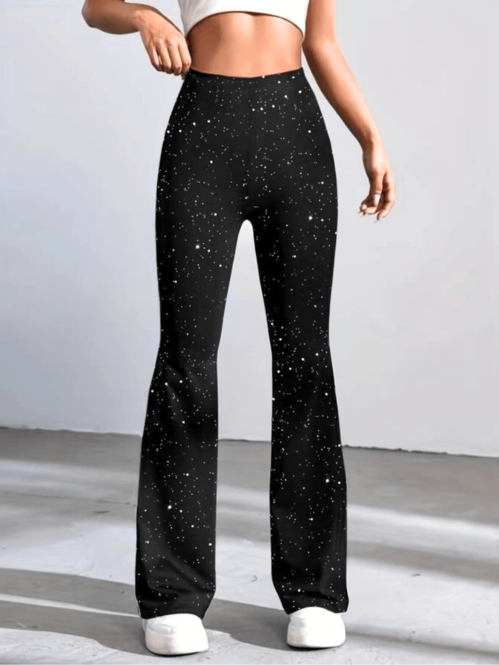 Levoire | Pantalon femme Pantalon évasé en tissu pailleté Design tendance et élégant 2XL