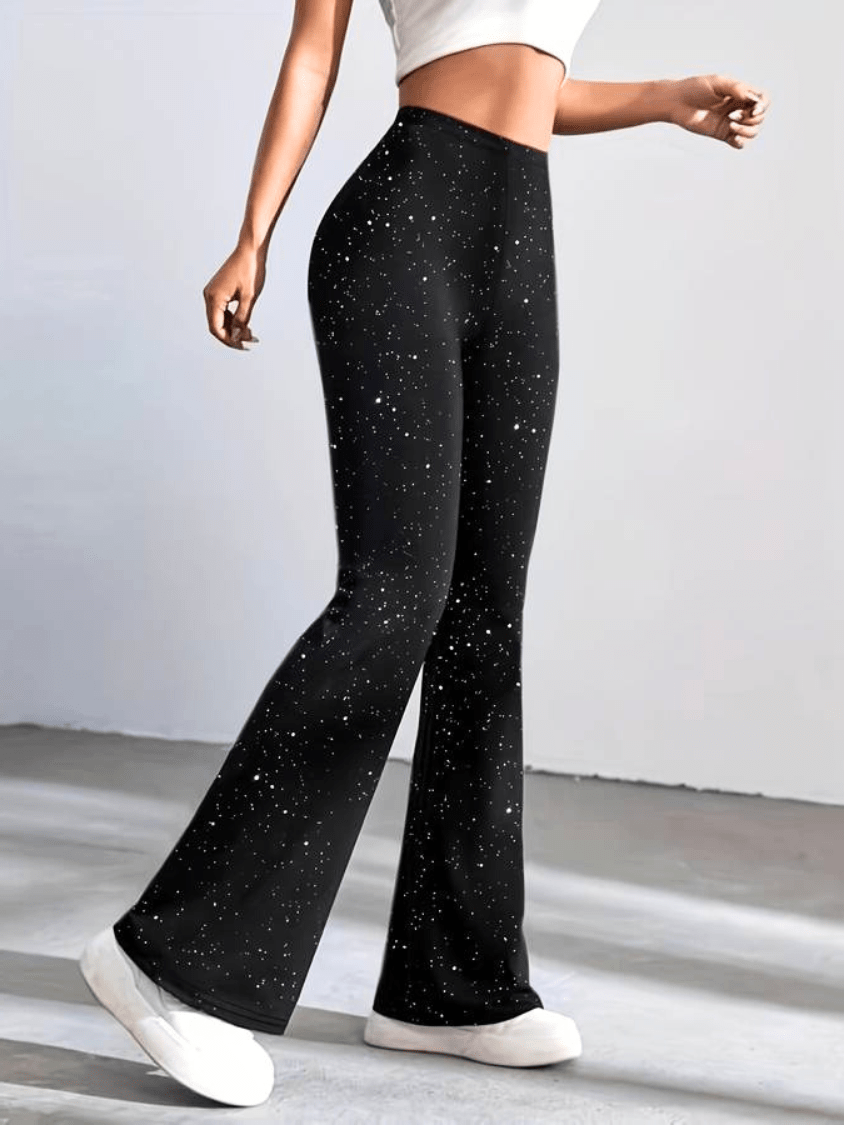 Levoire | Pantalon femme Pantalon évasé en tissu pailleté Design tendance et élégant