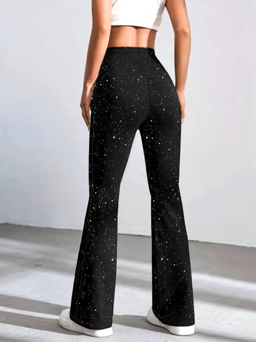 Levoire | Pantalon femme Pantalon évasé en tissu pailleté Design tendance et élégant