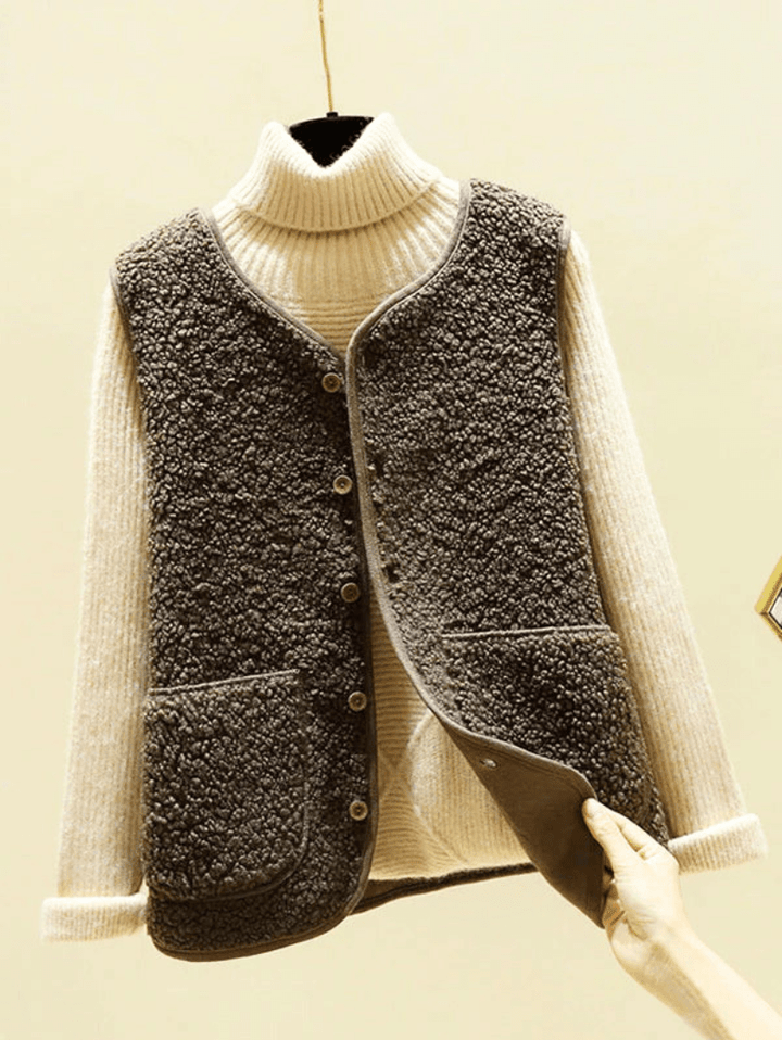 Levoire | Femmes Gilet Sans Manche Chaud Confortable & Tendance Braun
