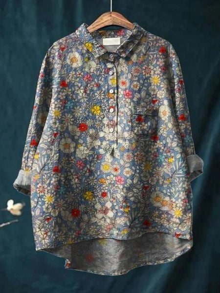Levoire | Lila Blouse Motif Floral Chemisier Pour Un Look Frais Et Décontracté Fleurs 13