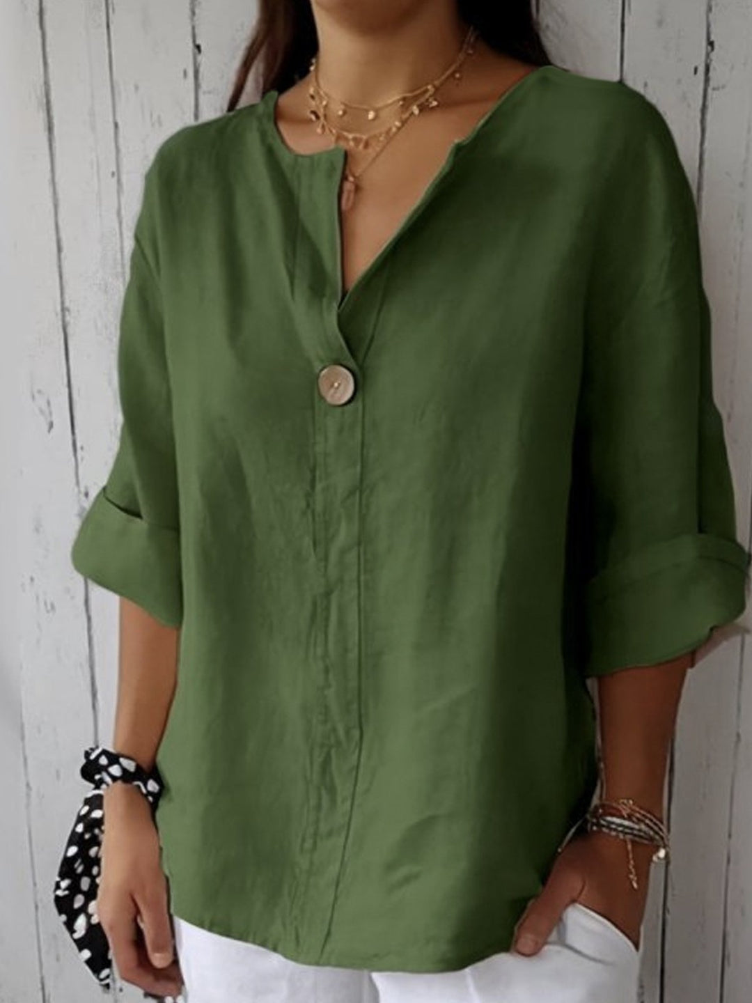 Levoire | Lindala Top T-Shirt Décontracté À Col En V Pour Toutes Les Occasions Vert
