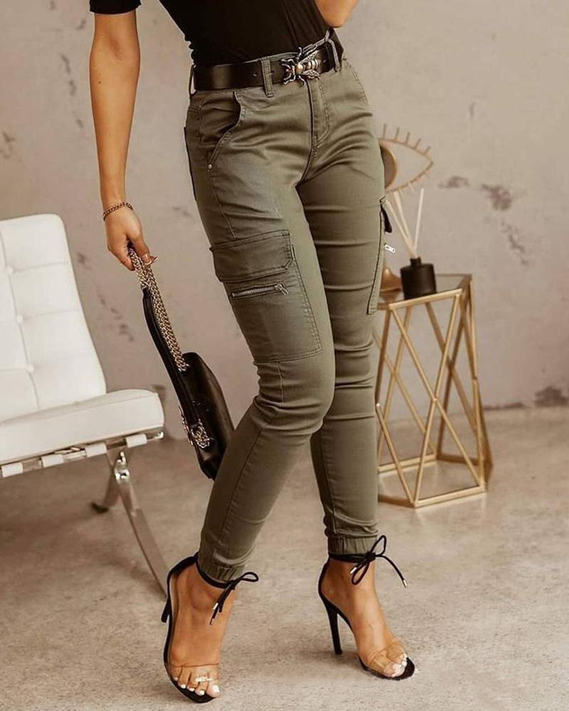 Levoire | Pantalon Cargo Skinny Femme Vert