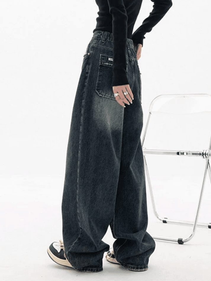 Levoire | Jean Boyfriend Baggy Délavé Sombre Weinlese
