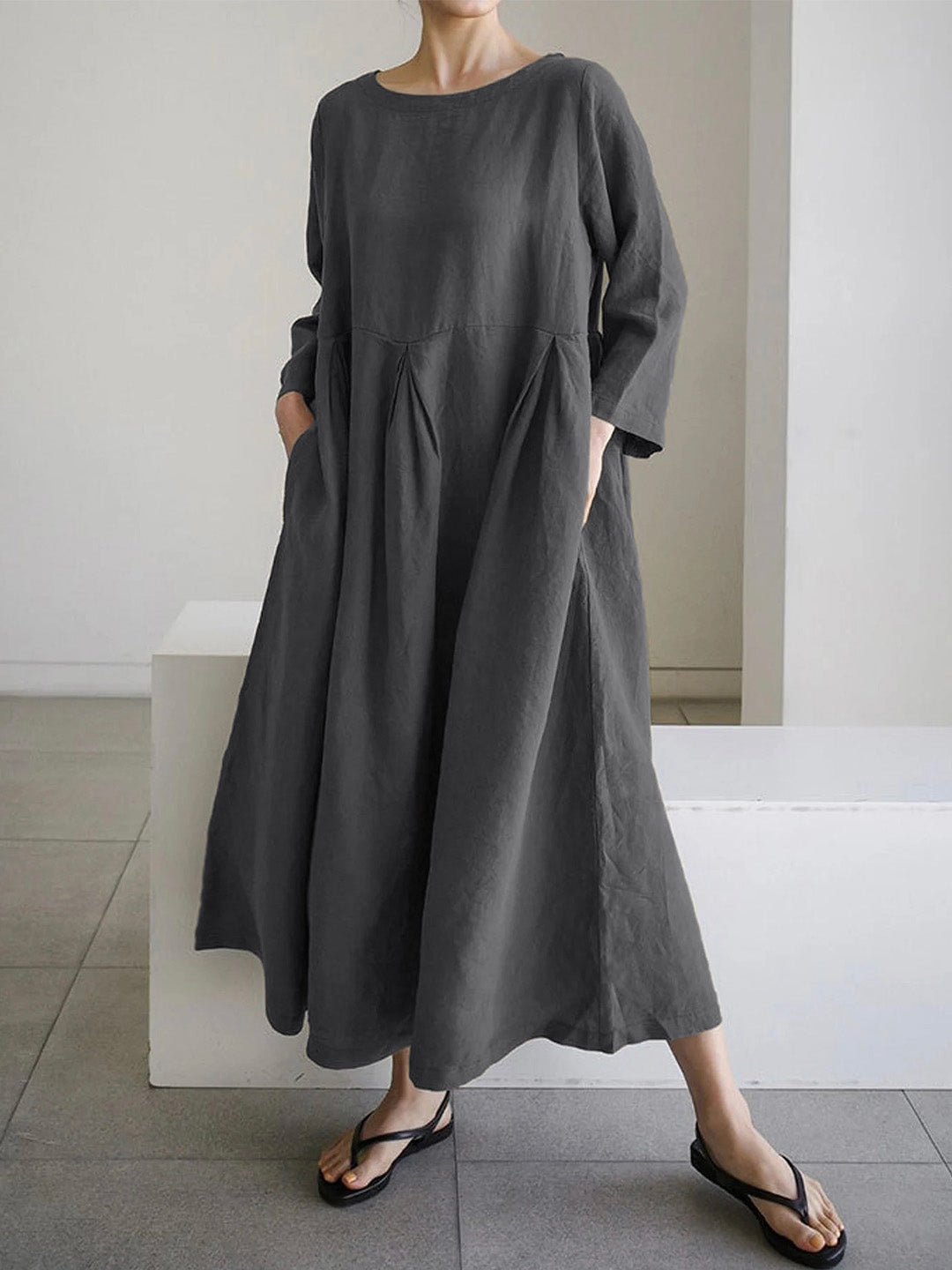 Levoire | Robe Ample En Lin Avec Poches Latérales