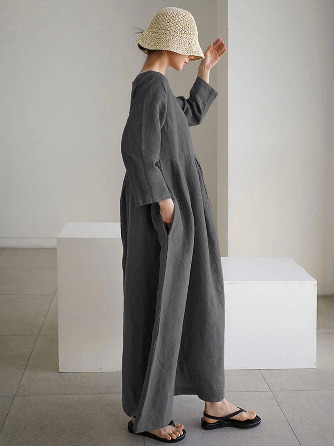 Levoire | Robe Ample En Lin Avec Poches Latérales