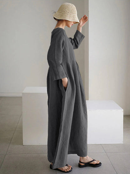 Levoire | Robe Ample En Lin Avec Poches Latérales