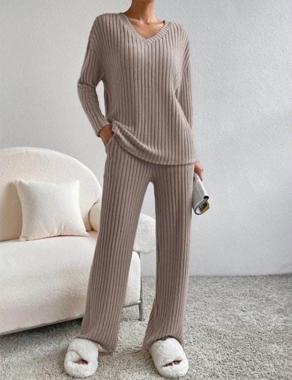 Levoire | Pull V-neck manches longues pantalons longs Kaki