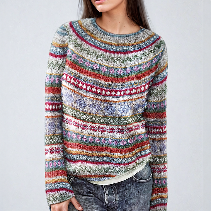 Levoire | Classique Fair Isle Pull En Tricot Blanc ivoire