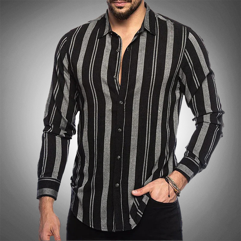 Levoire | Chemise Rayée Classique Homme Gris