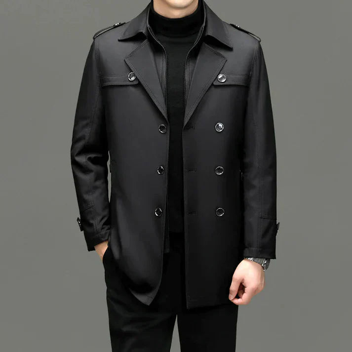 Levoire | En Tissu Fin Avec Des Boutons Et Un Design De Trench-Coat Long Noir