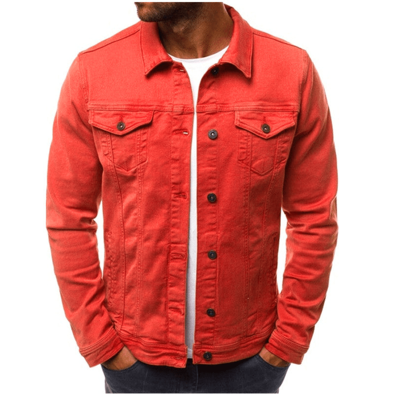 Levoire | Veste pour hommes Veste en denim décontractée pour hommes Veste en jean pour hommes Rot
