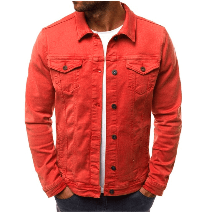 Levoire | Veste pour hommes Veste en denim décontractée pour hommes Veste en jean pour hommes Rot