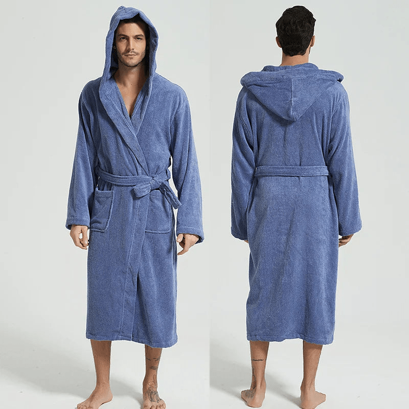 Levoire | Peignoir Luxe Respirant Capuche Bleu