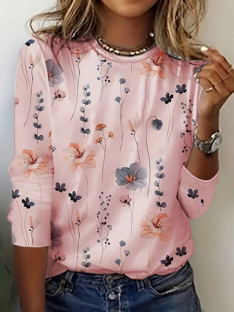 Levoire | T-Shirt À Manches Longues Avec Imprimé Floral Rosa