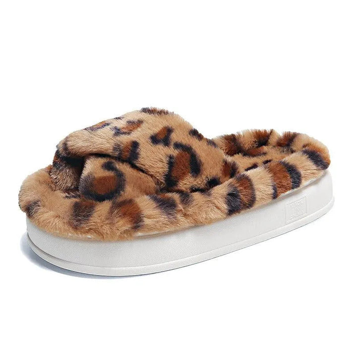 Levoire | Chaussons en léopard flous pour femmes Braun