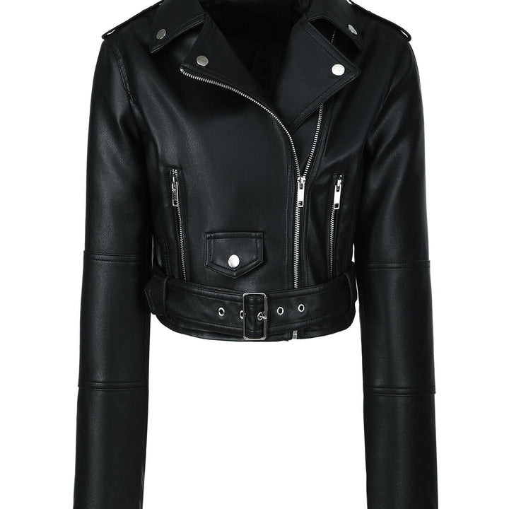 Levoire | Veste En Simili-Cuir Cropped Avec Zip Et Manches Longues