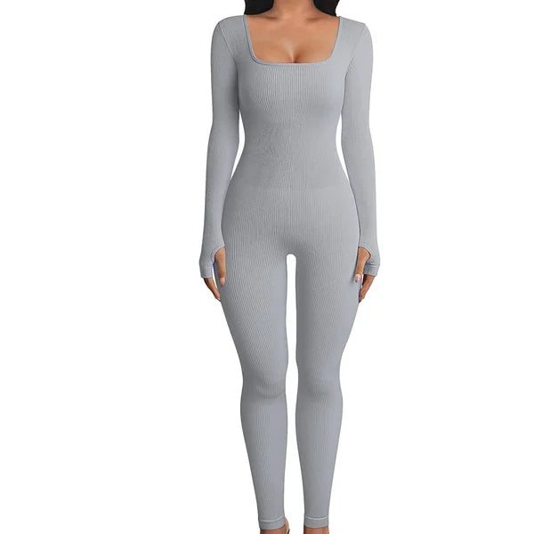 Levoire | Combinaison Élégante Avec Shapewear Combinaison avec des manches longues Gris clair