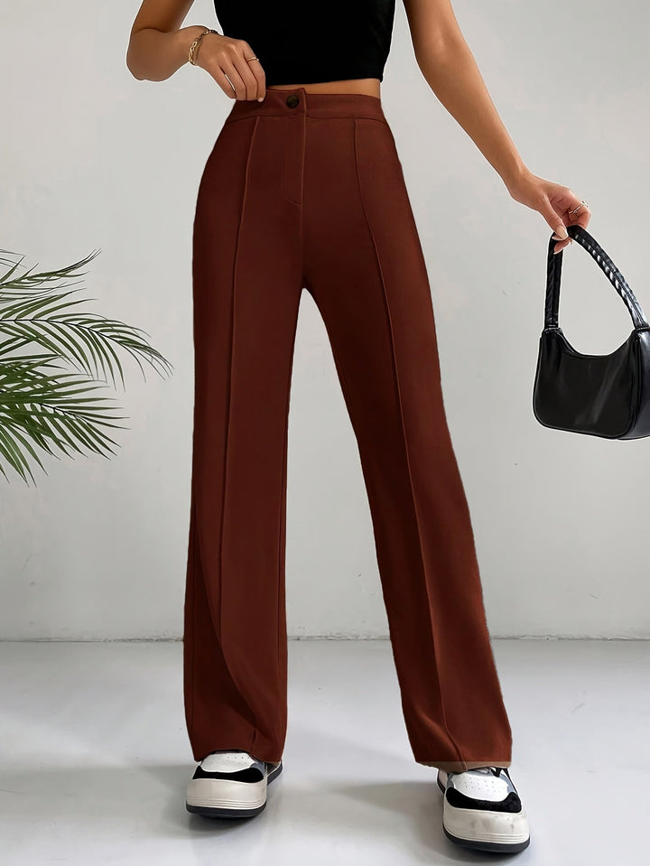 Levoire | Pantalons Slim Taille Haute Élégants Couleur du café