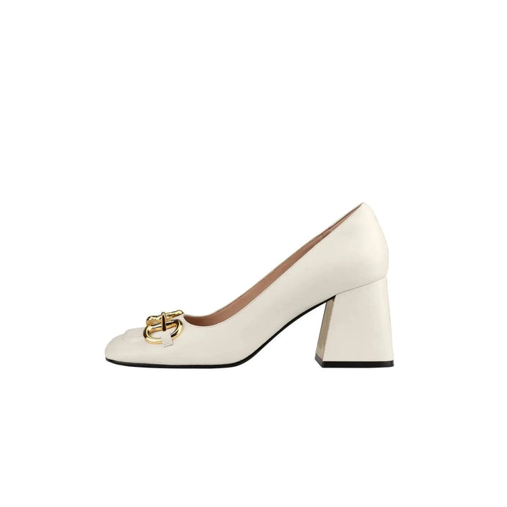 Levoire | Chaussures rétro pour femmes à talons et boucles - Élégance et style intemporels Milky White Volltop 7cm