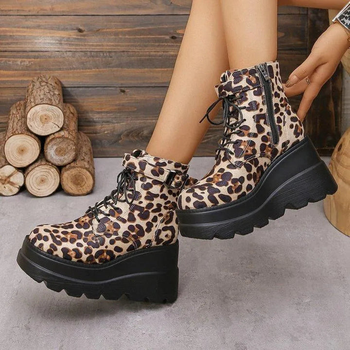 Levoire | Bottines pour femmes avec semelle épaisse et motif léopard – Style audacieux et tendance