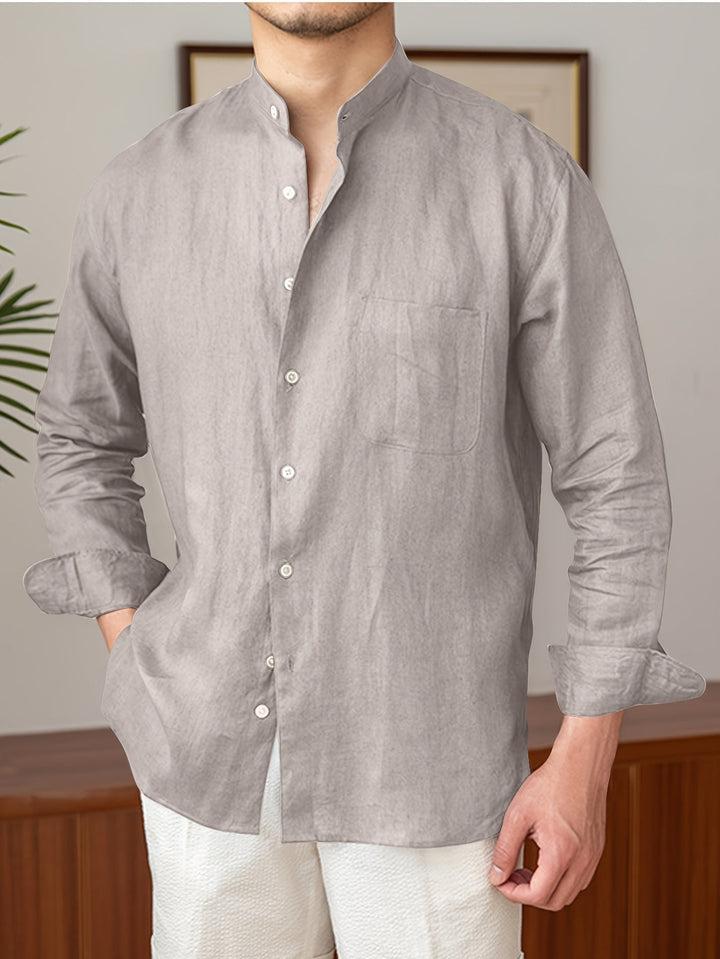 Levoire | Chemise En Lin Non Mélangée À Manches Longues Rose grise
