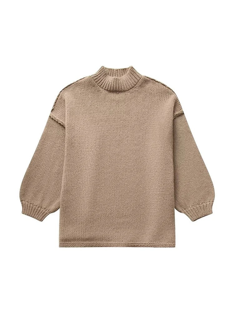 Levoire | Lssiger Pull En Maille Avec Col Montant Beige