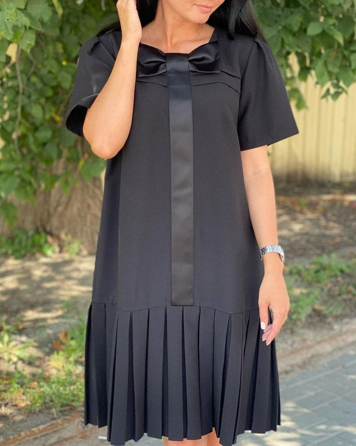 Levoire | Robe À Manches Courtes Et À Ourlet Froncé Noir