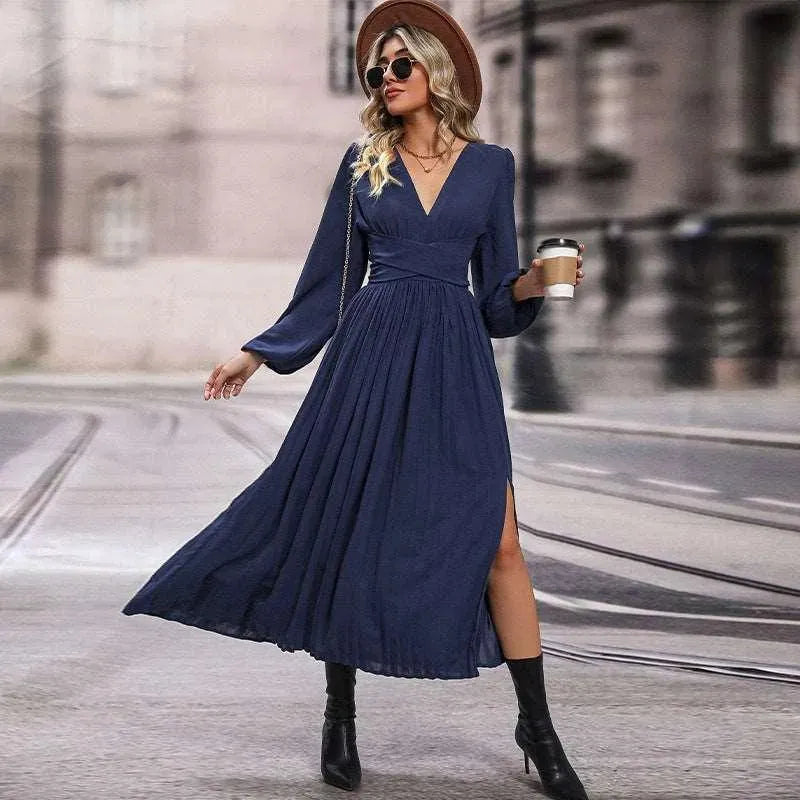 Levoire | Robe longue à manches longues unicolore pour femme longue Roi bleu