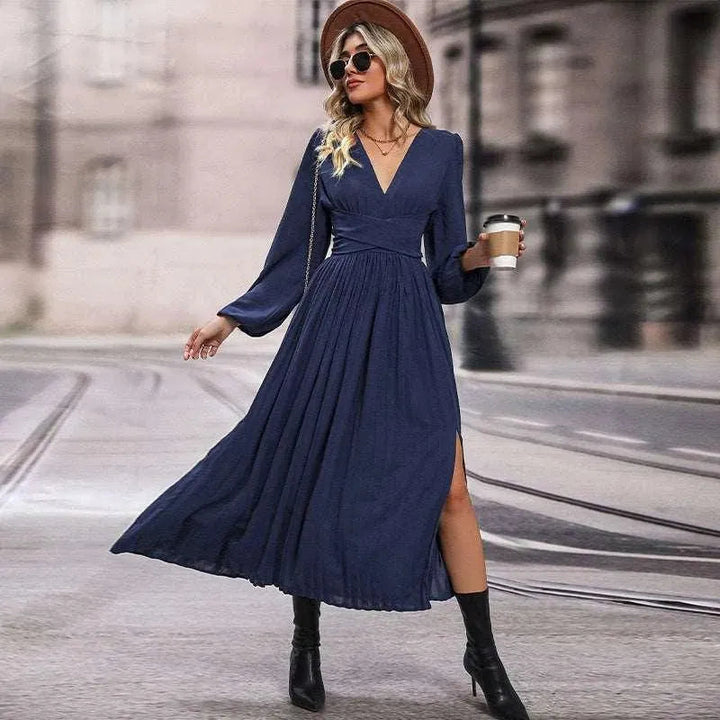 Levoire | Robe longue à manches longues unicolore pour femme longue Roi bleu