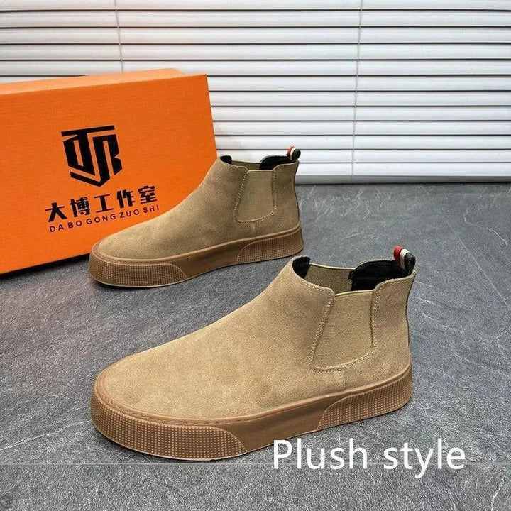 Levoire | Bottes Chelsea Hommes en velours – Style élégant et décontracté Khaki brossé