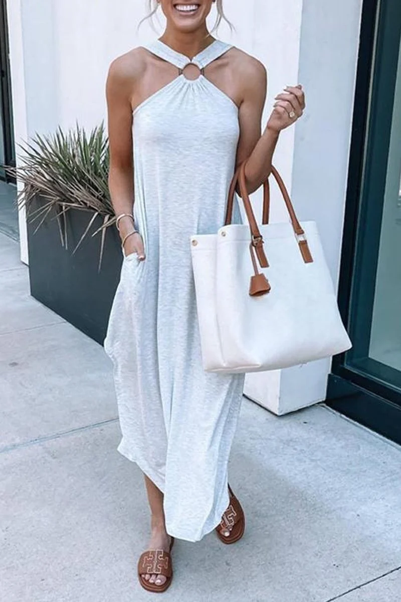 Levoire | Élégante Robe Longue Centrée Pour Femmes Blanc