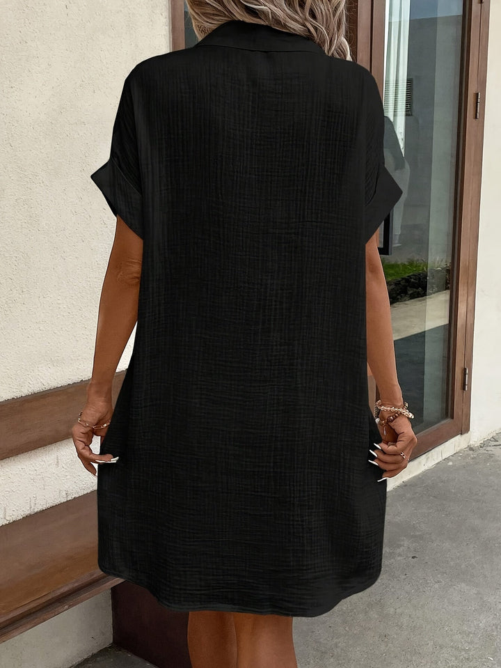 Levoire | Robe Chemise Décontractée Unie Avec Boutonnage Sur Le Devant Et Manches Courtes