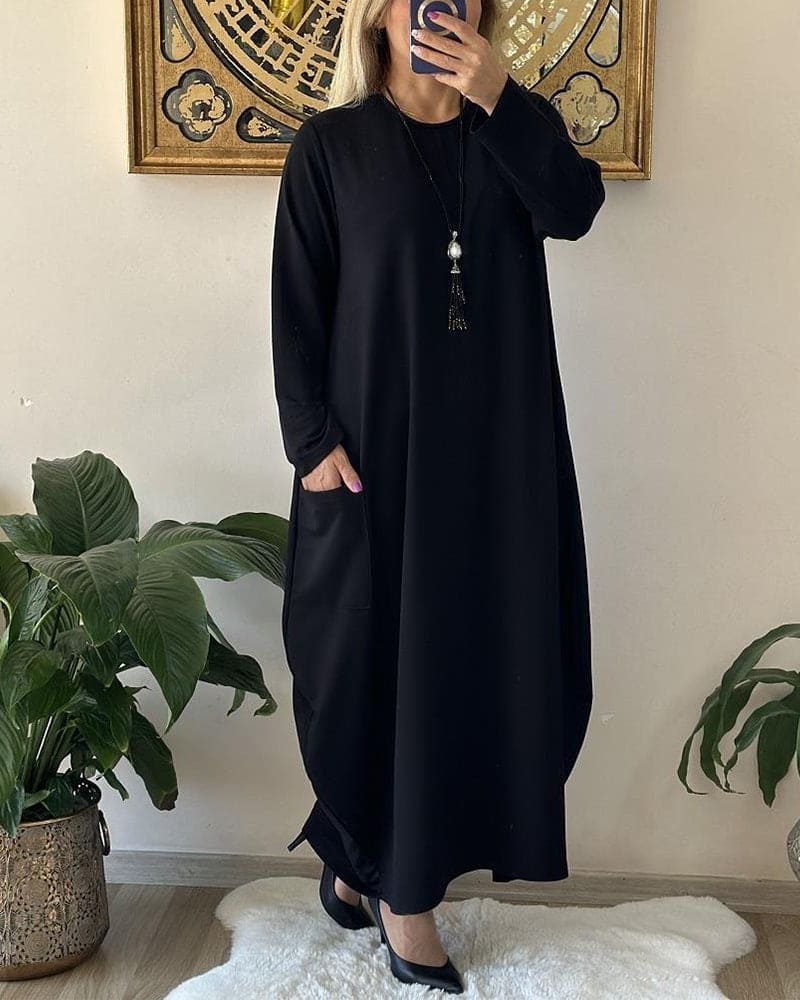 Levoire | Robe Décontractée Unie Avec Col Rond