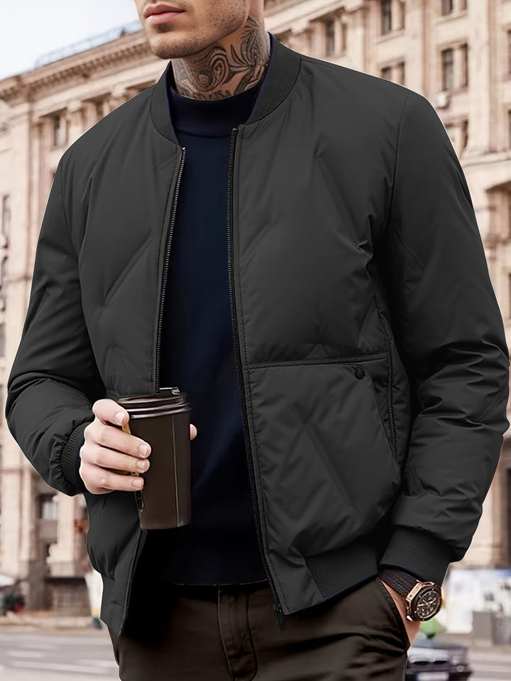 Levoire | Veste À Col Baseball À Manches Longues Avec Fermeture Éclair Noir