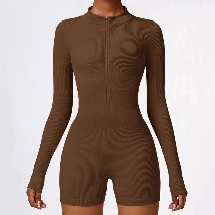 Levoire | Robe stretch pour femmes avec fermeture éclair extensible Jiao Tea Café Couleur
